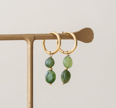 TILTIL Set van 2 Twin Gem Drop Earrings Groen Goud - Things I Like Things I Love