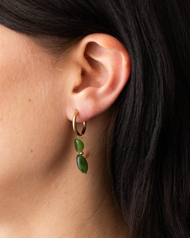 TILTIL Set van 2 Twin Gem Drop Earrings Groen Goud - Things I Like Things I Love