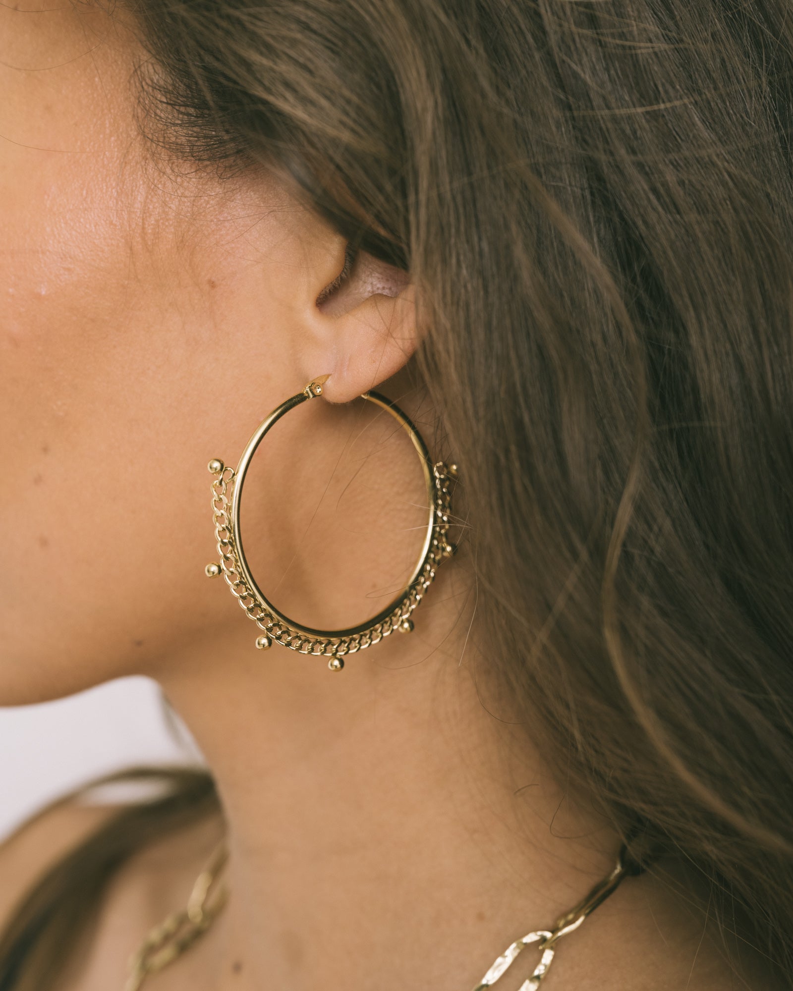 TTG Single Hoop Goldplated Dot Chain - Things I Like Things I Love