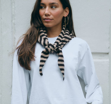 TILTIL Sjaal Triangle Loulou Light Brown Dark Brown Stripe - Things I Like Things I Love