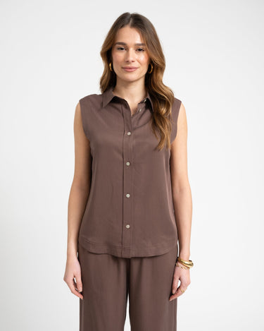 TILTIL Sleeveless Juna Blouse Brown - Things I Like Things I Love