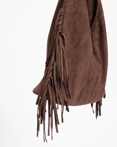 TILTIL Slouchy Fringe Faux Suede Bag Bruin - Things I Like Things I Love