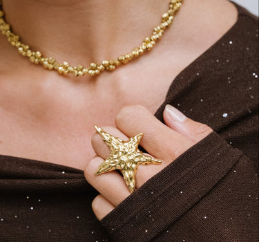 TILTIL Statement Hammered Star Ring Gold - Things I Like Things I Love