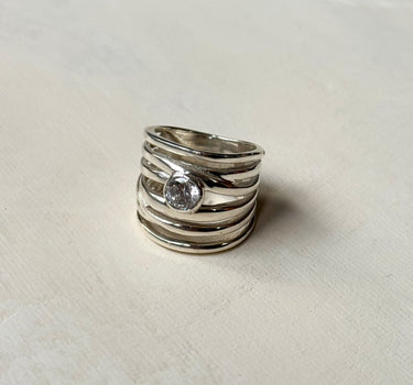 TILTIL Statement Stripes Zircon Ring Silver - Things I Like Things I Love