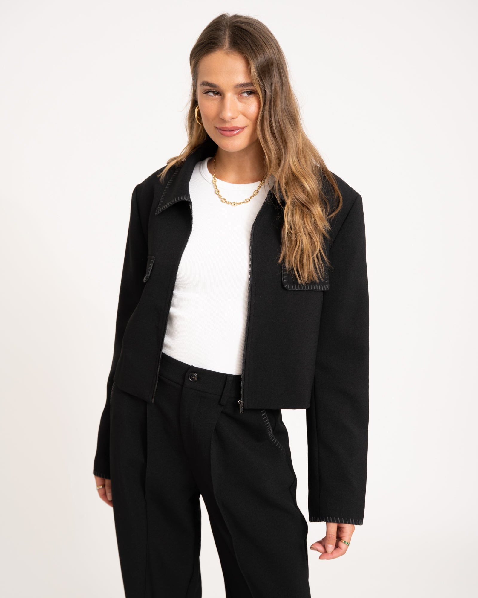 TILTIL Stitch Cropped Jacket Black – Things I Like Things I Love