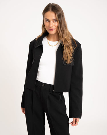 TILTIL Stitch Cropped Jacket Black - Things I Like Things I Love