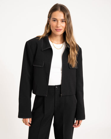 TILTIL Stitch Cropped Jacket Black - Things I Like Things I Love