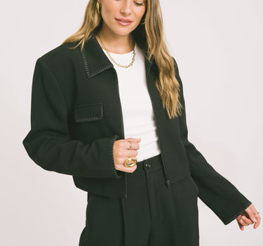 TILTIL Stitch Cropped Jacket Black - Things I Like Things I Love