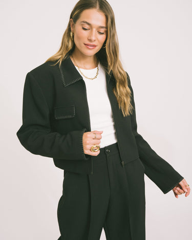 TILTIL Stitch Cropped Jacket Black - Things I Like Things I Love