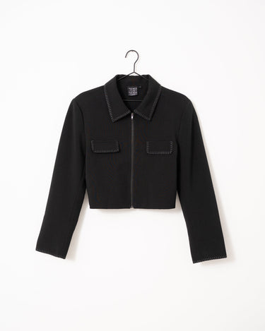 TILTIL Stitch Cropped Jacket Black - Things I Like Things I Love
