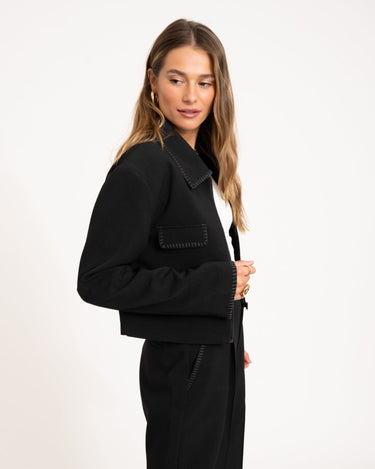 TILTIL Stitch Cropped Jacket Black - Things I Like Things I Love