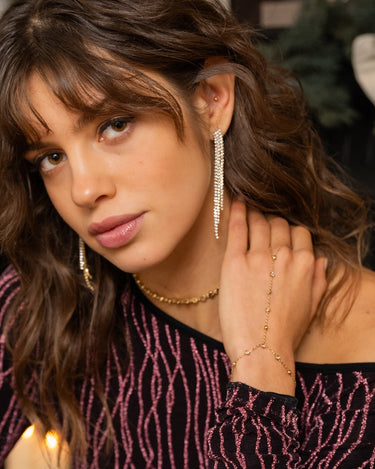 TILTIL Strass Disco Lines Earrings Gold - Things I Like Things I Love