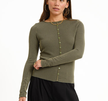TILTIL Striped Fonna Button Longsleeve Donkergroen - Things I Like Things I Love