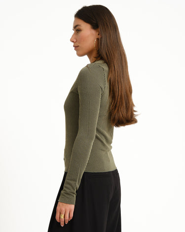 TILTIL Striped Fonna Button Longsleeve Donkergroen - Things I Like Things I Love