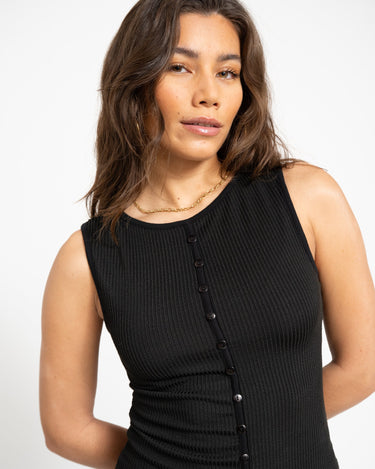 TILTIL Striped Fonna Button Top Black - Things I Like Things I Love