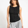 TILTIL Striped Fonna Button Top Black - Things I Like Things I Love
