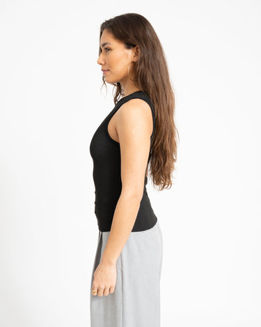 TILTIL Striped Fonna Button Top Black - Things I Like Things I Love