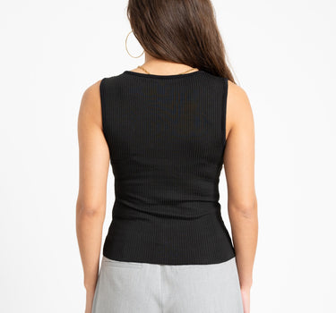 TILTIL Striped Fonna Button Top Black - Things I Like Things I Love