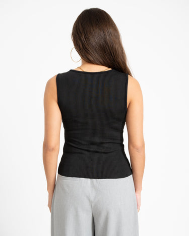 TILTIL Striped Fonna Button Top Black - Things I Like Things I Love