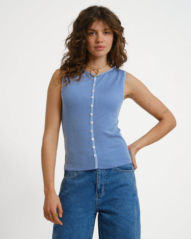 TILTIL Striped Fonna Button Top Blue - Things I Like Things I Love