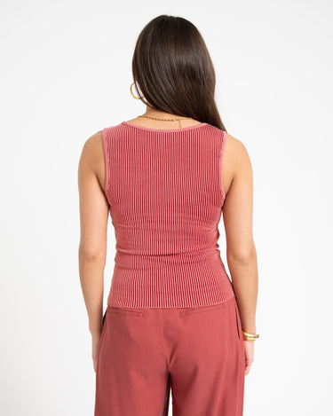 TILTIL Striped Fonna Button Top Dark Pink - Things I Like Things I Love