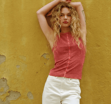 TILTIL Striped Fonna Button Top Dark Pink - Things I Like Things I Love