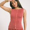 TILTIL Striped Fonna Button Top Dark Pink - Things I Like Things I Love