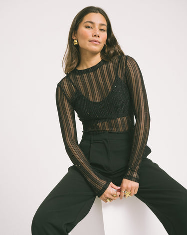 TILTIL Striped Glitter Mesh Black - Things I Like Things I Love