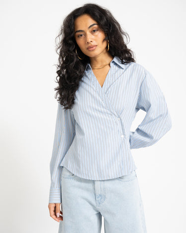 TILTIL Striped Liana Blouse Light Blue - Things I Like Things I Love