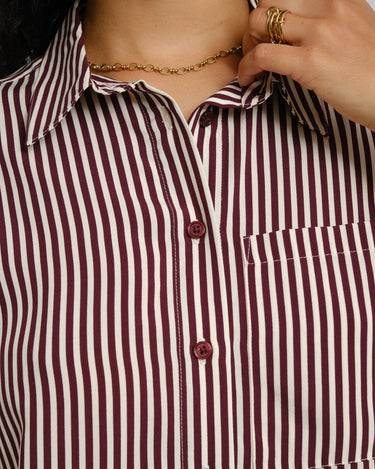 TILTIL Striped Loui Shirt Bordeaux - Things I Like Things I Love