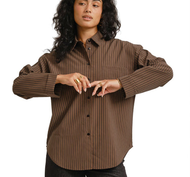 TILTIL Striped Quinty Blouse Brown - Things I Like Things I Love