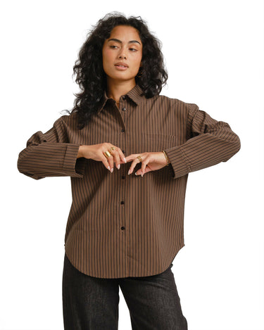 TILTIL Striped Quinty Blouse Brown - Things I Like Things I Love