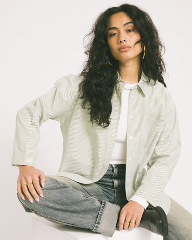 TILTIL Striped Quinty Blouse Light Green - Things I Like Things I Love