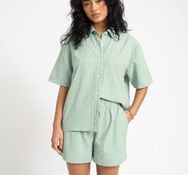TILTIL Striped Silia Shortsleeve Blouse Light Green - Things I Like Things I Love