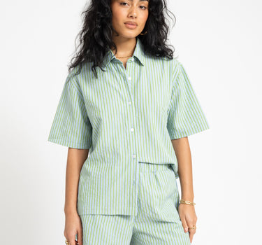 TILTIL Striped Silia Shortsleeve Blouse Light Green - Things I Like Things I Love