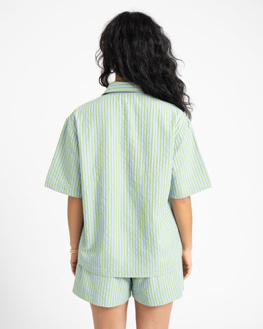 TILTIL Striped Silia Shortsleeve Blouse Light Green - Things I Like Things I Love