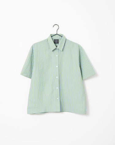 TILTIL Striped Silia Shortsleeve Blouse Light Green - Things I Like Things I Love