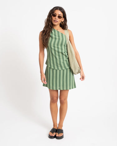 TILTIL Striped Ylva One Shoulder Green - Things I Like Things I Love