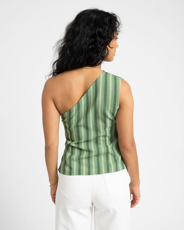 TILTIL Striped Ylva One Shoulder Green - Things I Like Things I Love