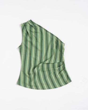 TILTIL Striped Ylva One Shoulder Green - Things I Like Things I Love