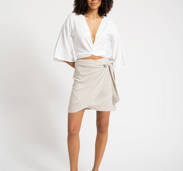 TILTIL Sunny Linen Wrap Skirt Beige - Things I Like Things I Love