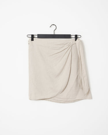 TILTIL Sunny Linen Wrap Skirt Beige - Things I Like Things I Love