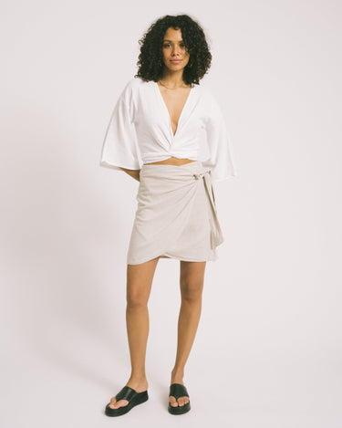 TILTIL Sunny Linen Wrap Skirt Beige - Things I Like Things I Love