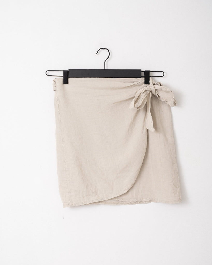 TILTIL Sunny Linen Wrap Skirt Beige - Things I Like Things I Love