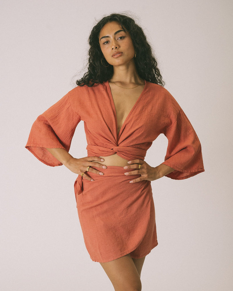 TILTIL Sunny Linen Wrap Skirt Pomegranate - Things I Like Things I Love