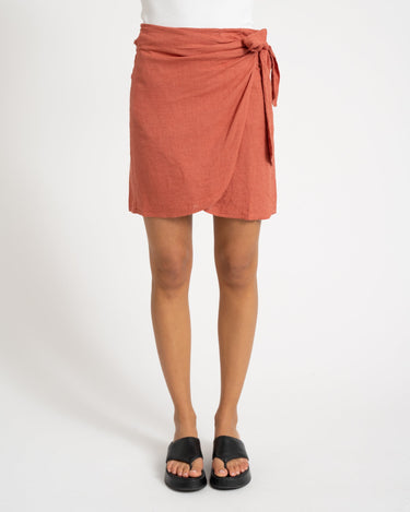 TILTIL Sunny Linen Wrap Skirt Pomegranate - Things I Like Things I Love