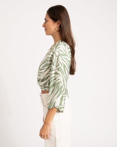 TILTIL Sunny Top Green White Zebra Print - Things I Like Things I Love