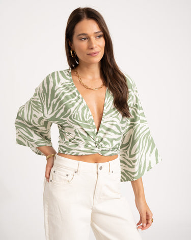 TILTIL Sunny Top Green White Zebra Print - Things I Like Things I Love
