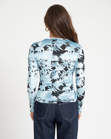 TILTIL Tai Velvet Flower Top Longsleeve Blue - Things I Like Things I Love