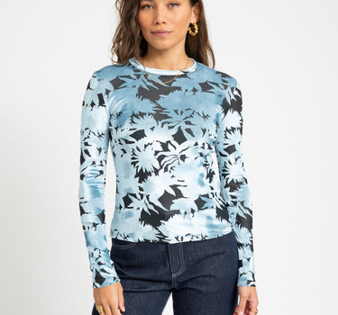 TILTIL Tai Velvet Flower Top Longsleeve Blue - Things I Like Things I Love